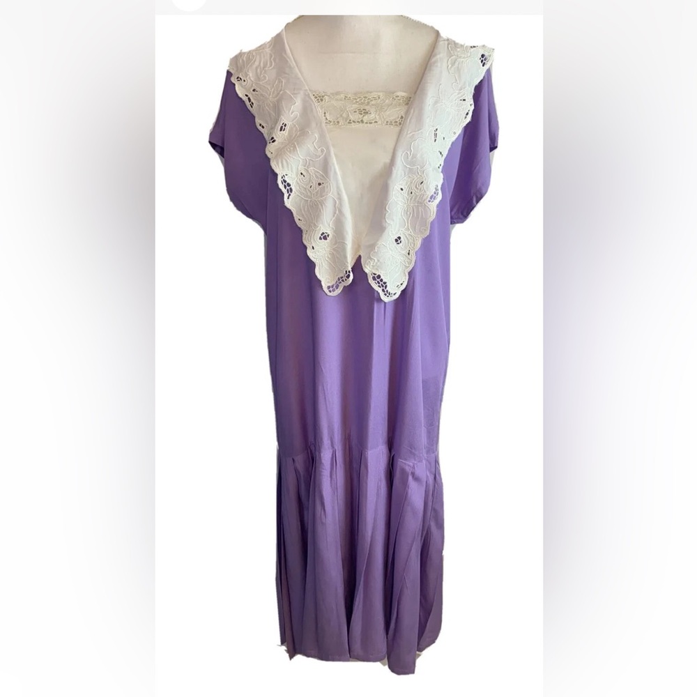 Passports of Pier 1 Imports 90s Vintage prairie Midi Dress Doily collar Sz M